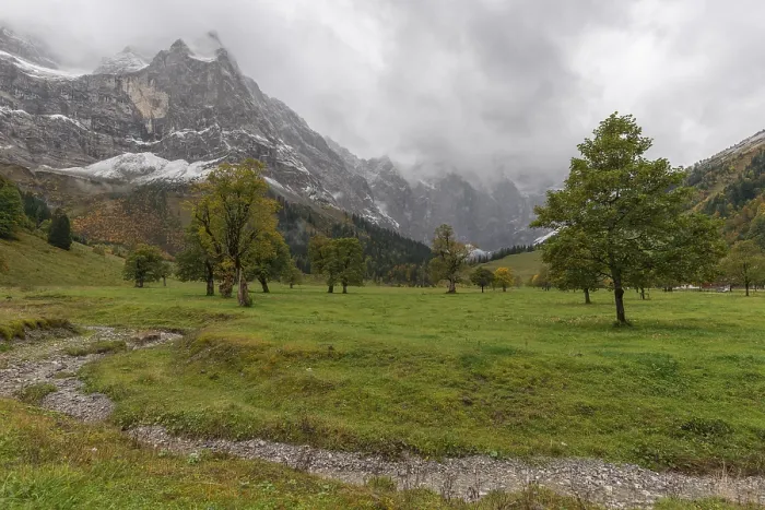 Framed Print : Early morning fog in the Karwendel nature park Park