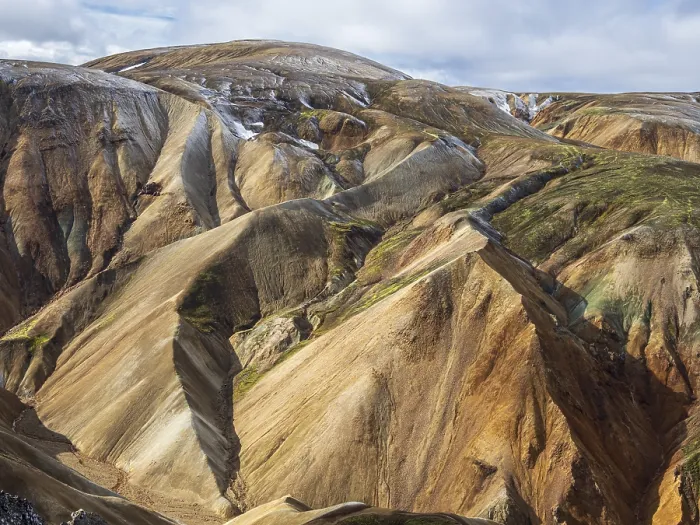 Framed Print : Early snow on the colorful rhyolite mountains