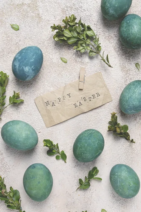 Framed Print : Easter eggs, green, staple text