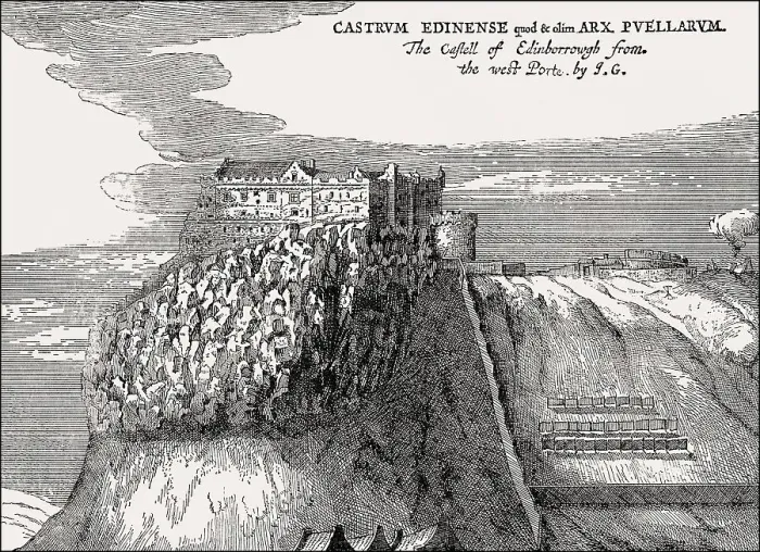 Framed Print : Edinburgh Castle from the south-west in 1647 Framed Print : Edinburgh Castle from the south-west in 1647