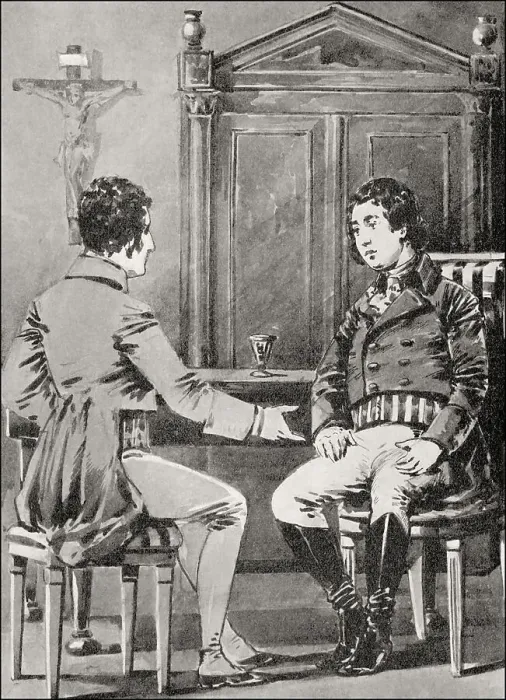 Framed Print : Eduard and the Mittler, scene from the novel Elective Affinities Framed Print : Eduard and the Mittler, scene from the novel Elective Affinities