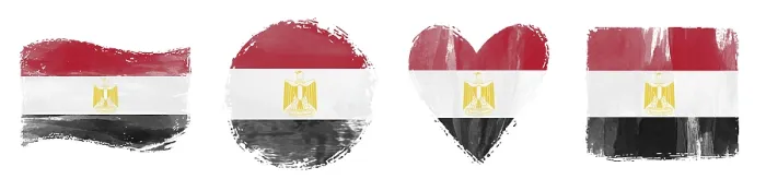 Framed Print : Egypt Flag Set Brush Stroke Shapes on White