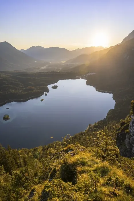 Framed Print : Eibsee lake at sunrise, Bavarian alpine upland