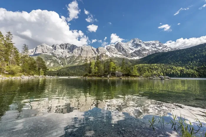 Framed Print : Eibsee lake and Zugspitze massif with Zugspitze Framed Print : Eibsee lake and Zugspitze massif with Zugspitze