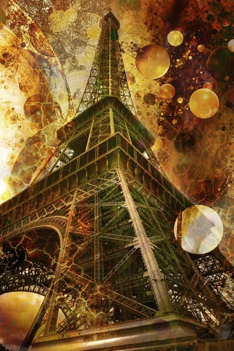 Framed Print : Eiffel tower on grunge background