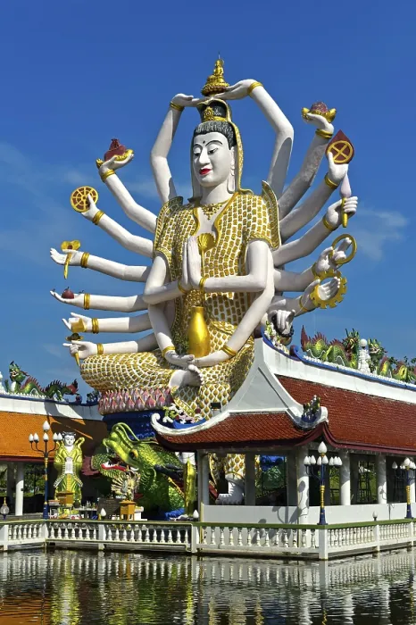 Framed Print : Eighteen-armed Guanyin statue, Buddhist temple Wat Plai Laem Framed Print : Eighteen-armed Guanyin statue, Buddhist temple Wat Plai Laem
