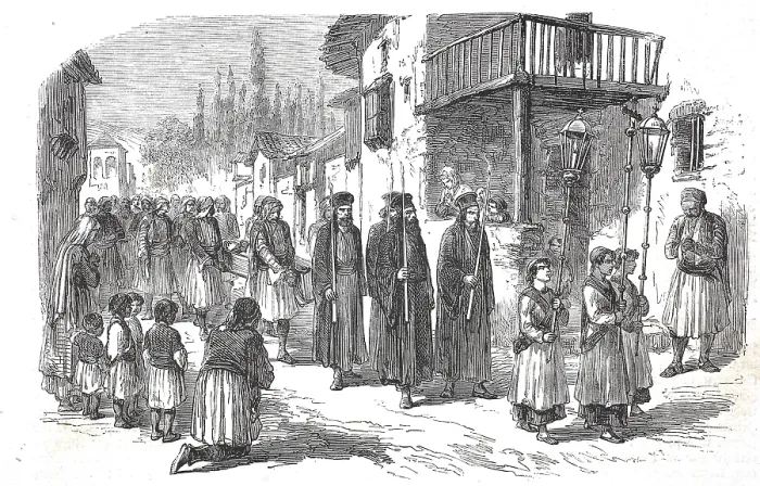 Framed Print : Ein Begrabnis in Eleusis, 1878