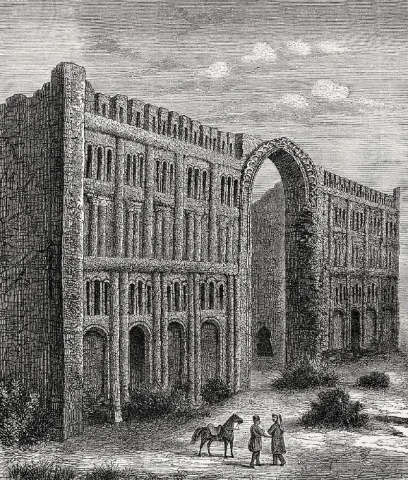 Framed Print : El-Kasr, palace of Babylon, drawing from the 19th century
