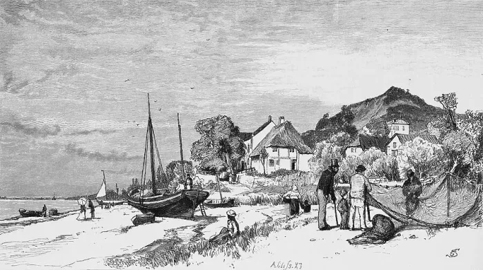 Framed Print : Elbe beach in Blankenese, shore