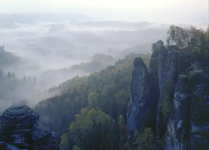 Framed Print : Elbe Sandstone Mountains, Bastei