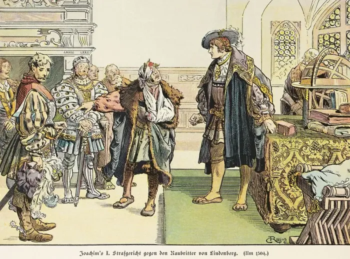 Framed Print : Elector Joachim I, Criminal Court against the Robber Baron of Lindenberg c