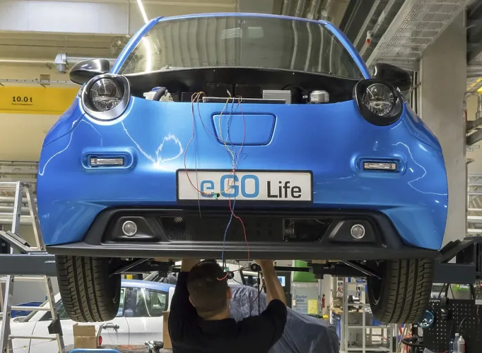 Framed Print : Electric car, E.go, Production of the e