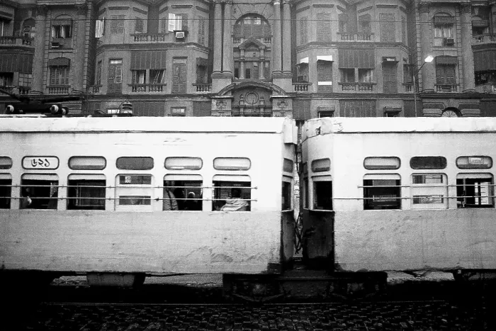 Framed Print : Electric tram at Chowringhee Calcutta Kolkata West Bengal India Asia 1989