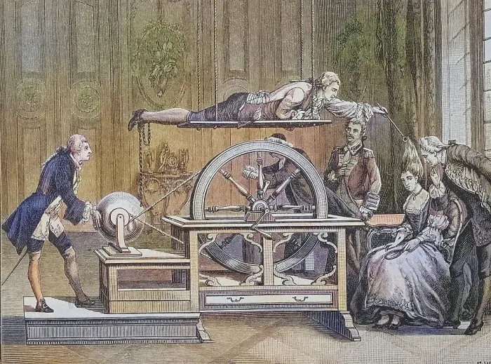 Framed Print : Electrification method in the 18th century