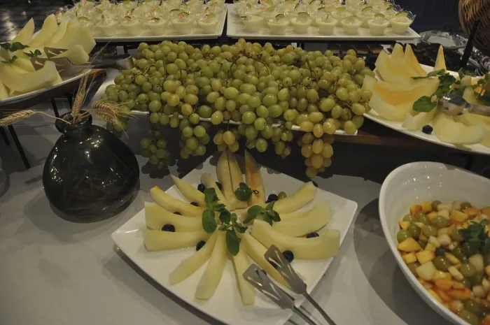 Framed Print : An elegant buffet display with grapes