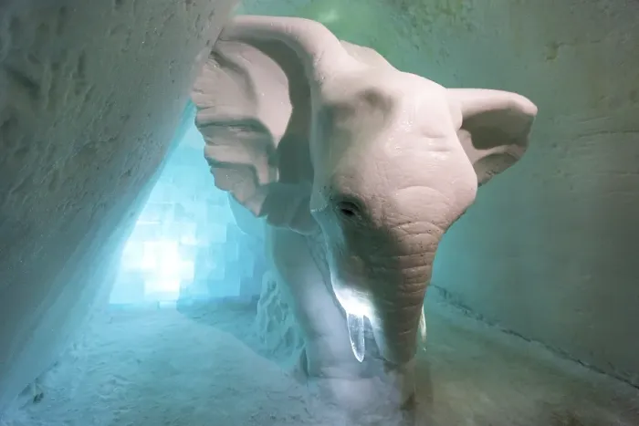 Framed Print : Elephant made of ice, Icehotel
