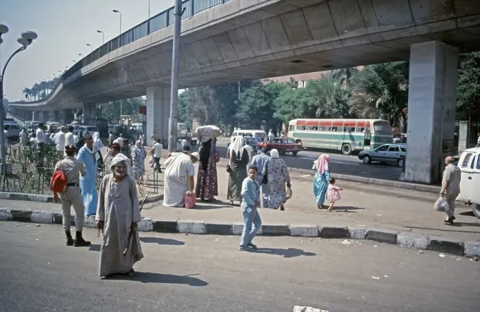 Framed Print : Elevated road, traffic, people Framed Print : Elevated road, traffic, people