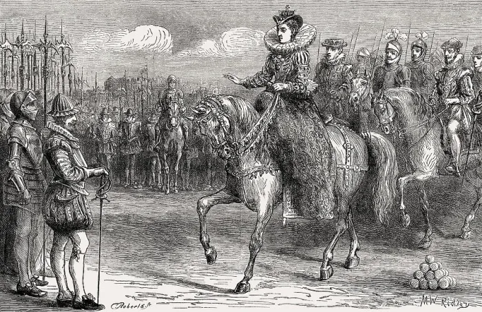 Framed Print : Elizabeth I's Tilbury Speech on 9 August 1588 at Tilbury Fort