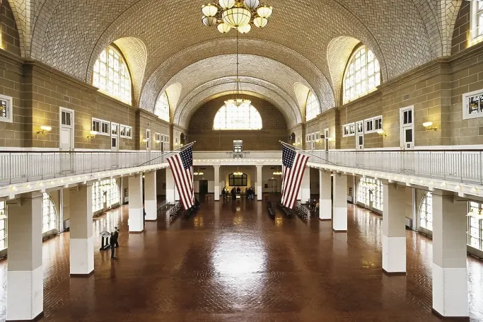 Framed Print : Ellis Island, main building, registration hall