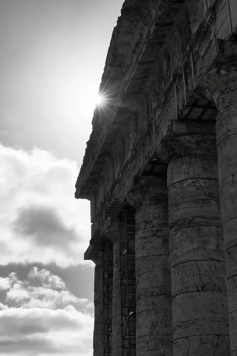Framed Print : Elymian Doric Temple, ruin, monochrome