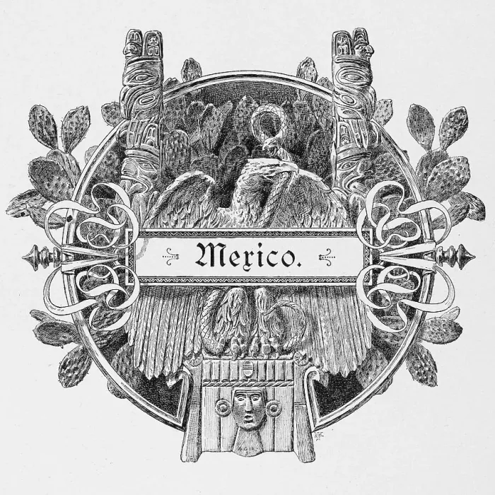 Framed Print : Emblem, Mexican eagle, Maya, ornaments