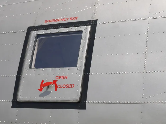 Framed Print : Emergency exit of the Mac Donnal Douglas DC3 Framed Print : Emergency exit of the Mac Donnal Douglas DC3