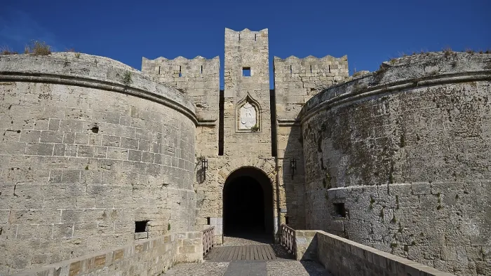 Framed Print : Emery d Amboise Tor, city wall of Rhodes