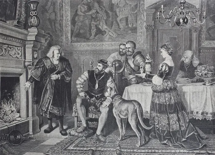 Framed Print : Emperor Charles V with Anton Fugger in Augsburg