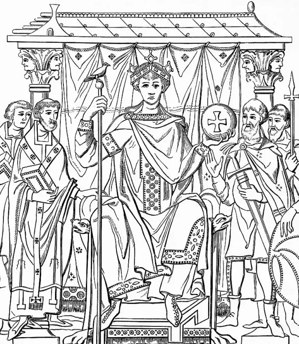 Framed Print : Emperor Henry II, after a miniature of the Gospel Framed Print : Emperor Henry II, after a miniature of the Gospel
