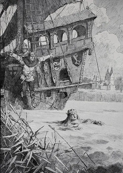 Framed Print : Emperor Henry IV plunges into the Rhine