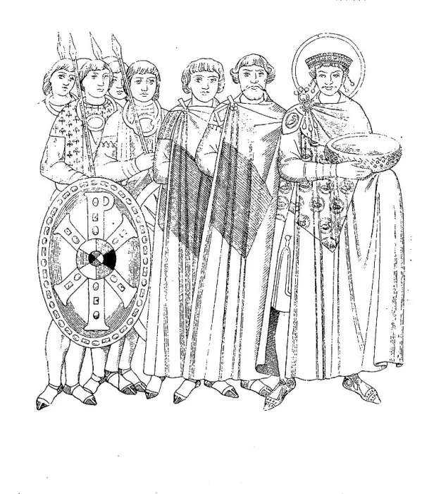 Framed Print : Emperor Justinian and his retinue