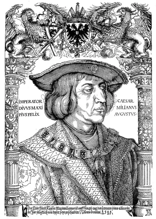 Framed Print : Emperor Maximilian I. Facsimile after a woodcut by Albrecht Duerer Framed Print : Emperor Maximilian I. Facsimile after a woodcut by Albrecht Duerer