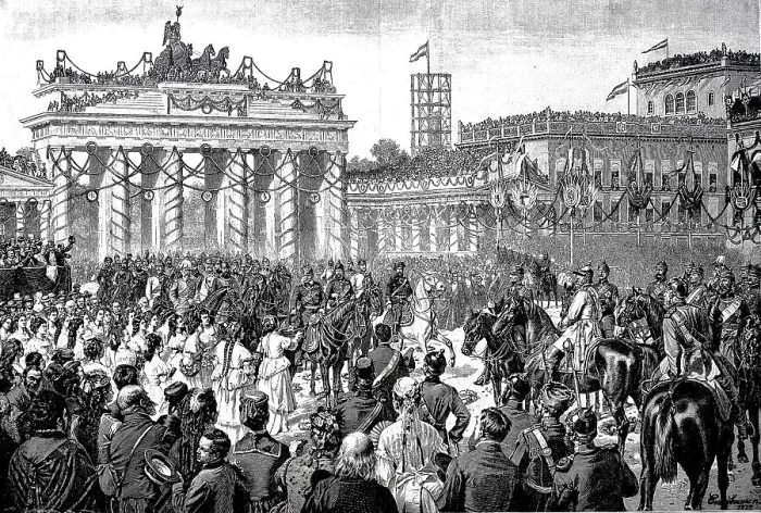 Framed Print : The emperor is welcomed by the honorary virgins on its entry into Berlin Framed Print : The emperor is welcomed by the honorary virgins on its entry into Berlin