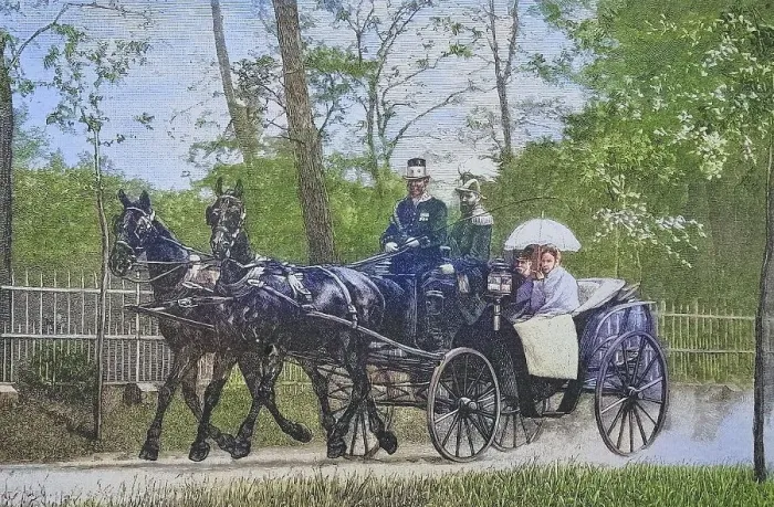 Framed Print : Emperor Wilhelm and the Grand Duchess of Baden in Babelsberg Park