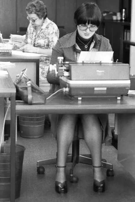 Framed Print : Employee in an accounting department on 24 Framed Print : Employee in an accounting department on 24