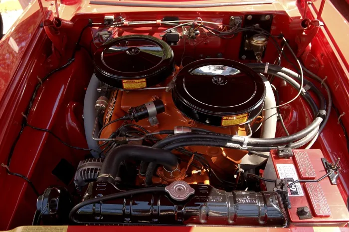 Framed Print : Engine of a 1963 Plymouth at a Classic Car Show in Belvidere
