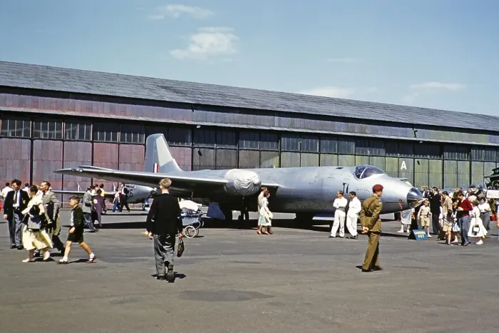 Framed Print : English Electric Canberra PR7 plane at military airshow, England, UK 1950-1955 Framed Print : English Electric Canberra PR7 plane at military airshow, England, UK 1950-1955