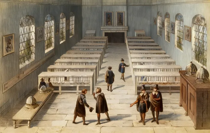 Framed Print : English library, 18th century