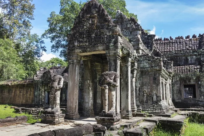 Framed Print : Entrance to ancient Preah Khan temple in Angkor
