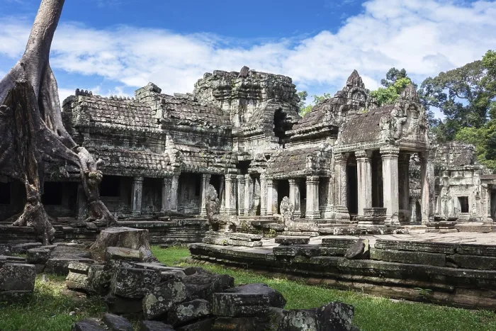 Framed Print : Entrance to ancient Preah Khan temple in Angkor