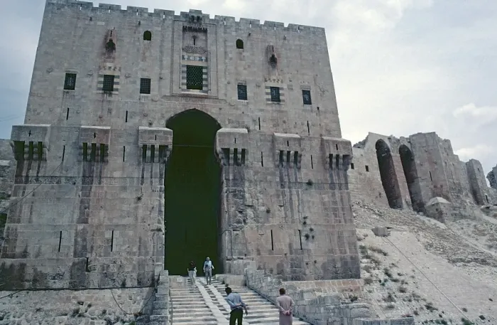 Framed Print : Entrance gate from the 13th century, citadel, Aleppo, Syria, May 1987, vintage, retro, old, historical, Asia