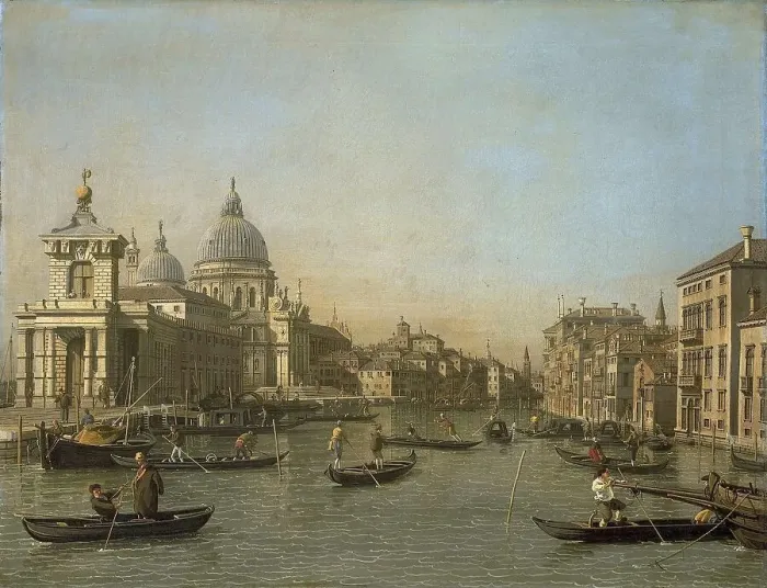 Framed Print : Entrance to the Grand Canal near the Punta della Dogana and Santa Maria della Salute