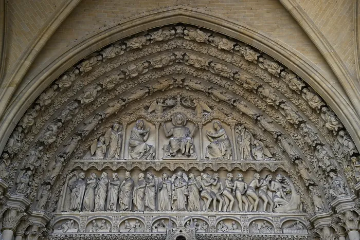 Framed Print : Entrance portal of the Gothic Saint-Etienne Cathedral
