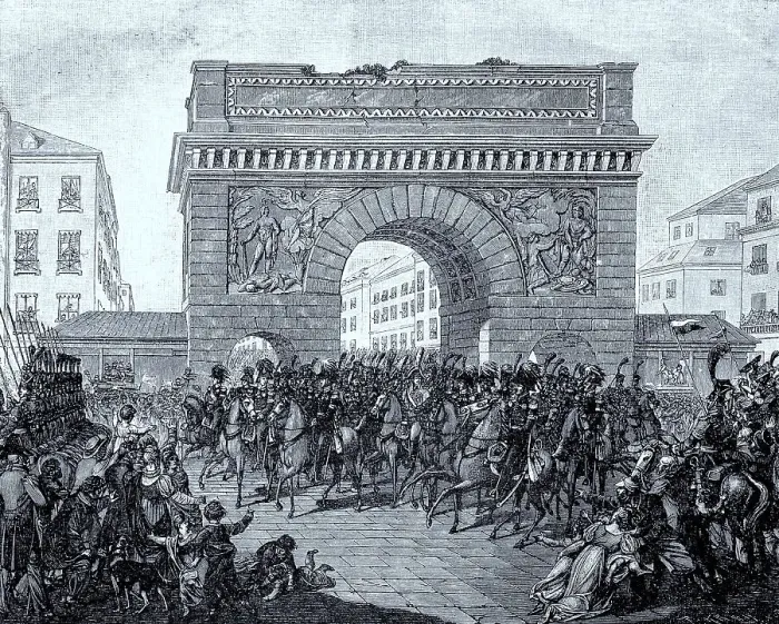 Framed Print : Entry of the allied monarchs into Paris on 31 silver hake (1814)
