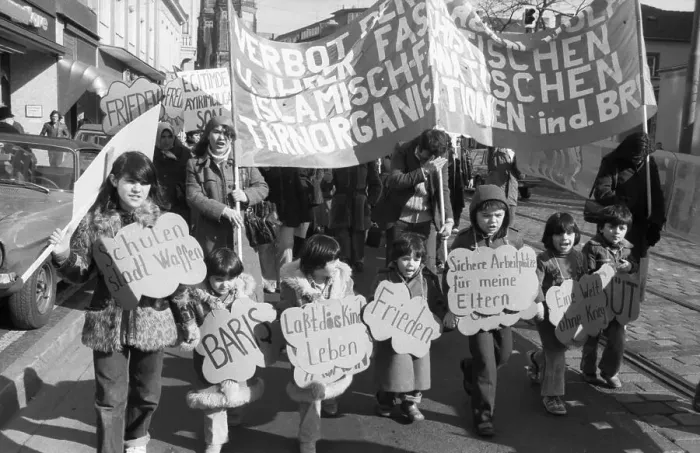 Framed Print : Equal pay was one of the main demands of woman at the International Women's Day demonstration in Duesseldorf