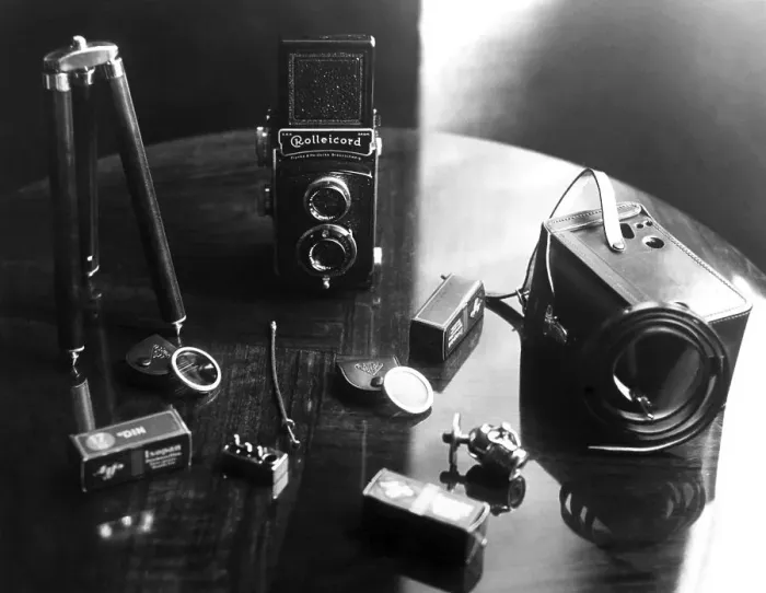 Framed Print : Equipment of a photographer, old Rolleicord