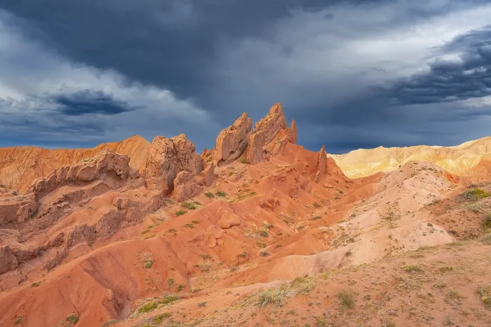 Framed Print : Eroded mountain landscape, sandstone cliffs