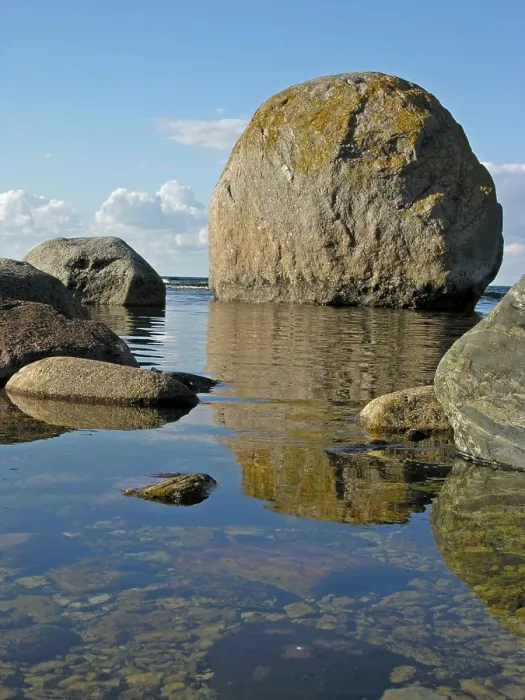 Framed Print : Erratic blocks big granit stones on the coast of the north northern point of island Olands Norra Udden Oland Sweden