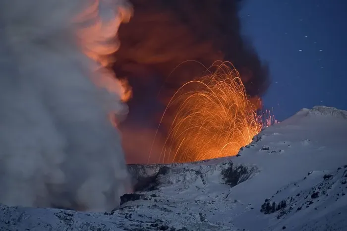Framed Print : Eruption of Eyjafjallajoekull volcano