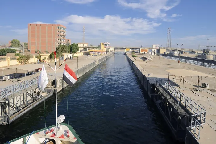 Framed Print : Esna ship lock, Esna barrage, Esna, Egypt